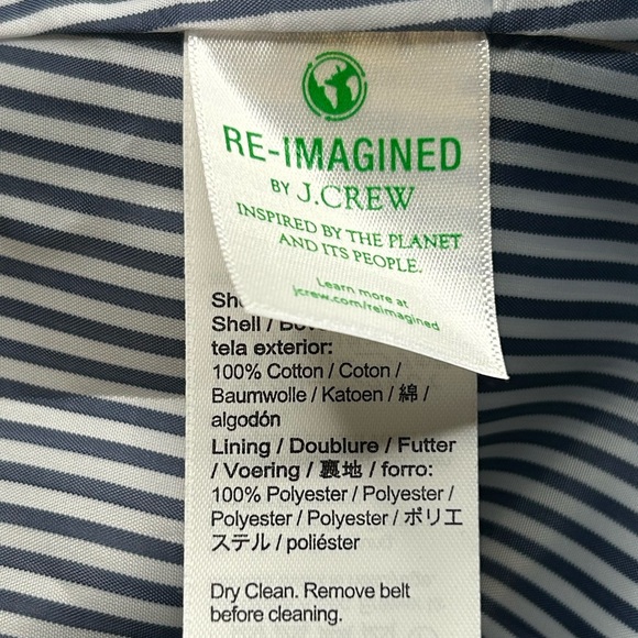 J. Crew Womens 10 Blue Belted Double Breasted Trench Mid Length Classic Office - Picture 11 of 13